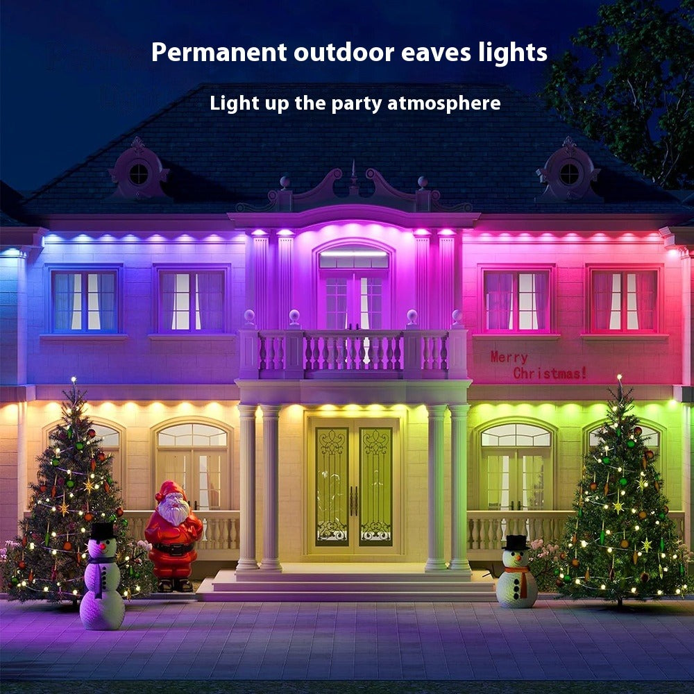 Permanent RGB Outdoor Eaves Lights | Year-Round Smart Home LED Lighting System | Commercial Grade, IP67 Waterproof | DIY All-Weather Christmas & Patio Decor