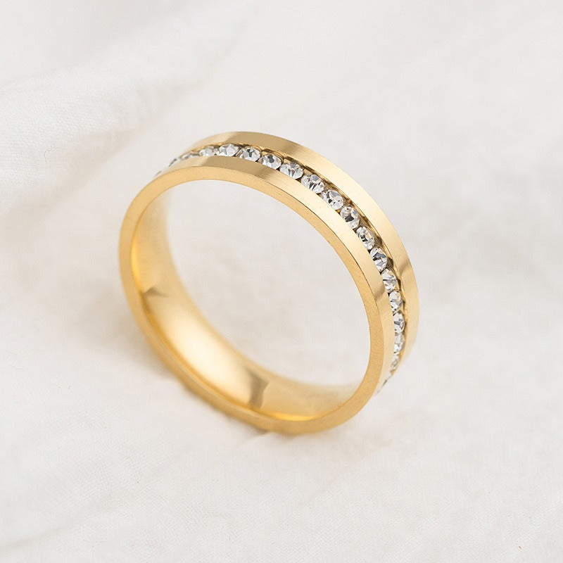 Titanium Men's Eternity Wedding Band Ring with Cubic Zirconia
