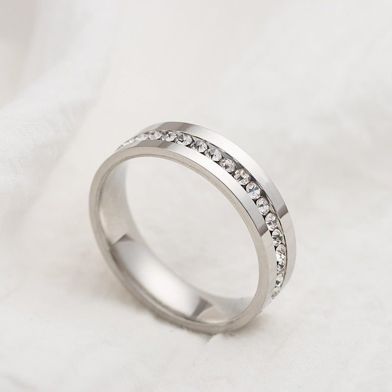 Titanium Men's Eternity Wedding Band Ring with Cubic Zirconia