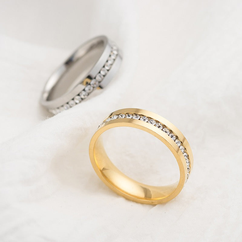 Titanium Men's Eternity Wedding Band Ring with Cubic Zirconia