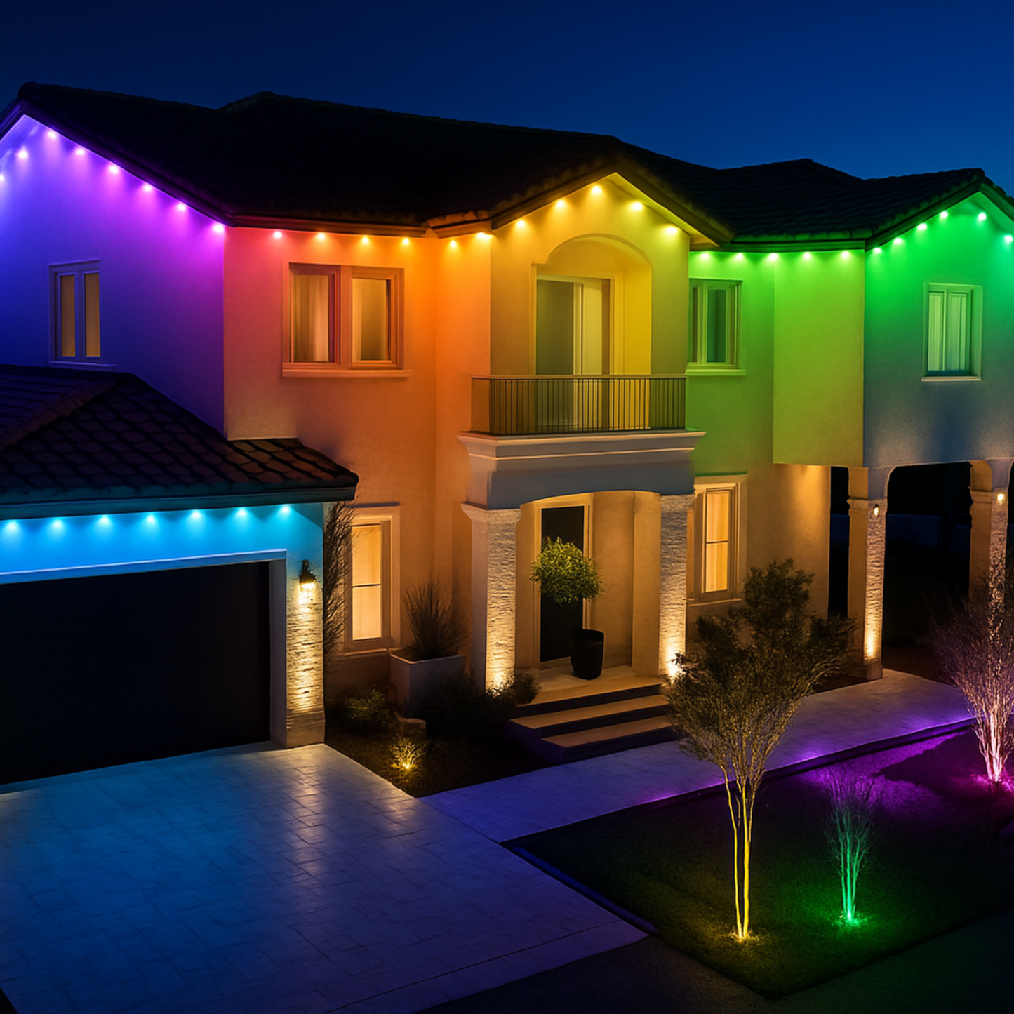 Permanent RGB Outdoor Eaves Lights | Year-Round Smart Home LED Lighting System | Commercial Grade, IP67 Waterproof | DIY All-Weather Christmas & Patio Decor