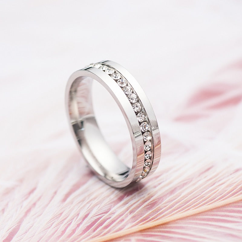 Titanium Men's Eternity Wedding Band Ring with Cubic Zirconia