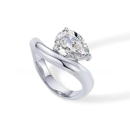 14K Gold Plated Wavy Ring | Solitaire Cubic Zirconia