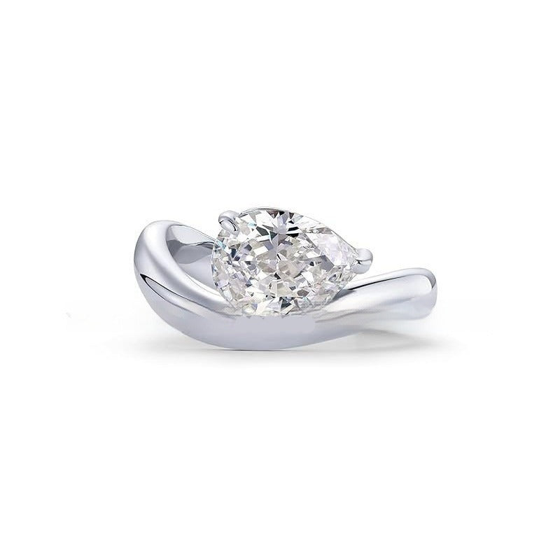 14K Gold Plated Wavy Ring | Solitaire Cubic Zirconia