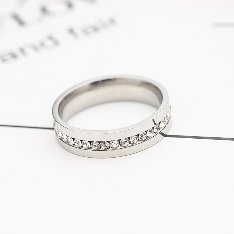 Titanium Men's Eternity Wedding Band Ring with Cubic Zirconia