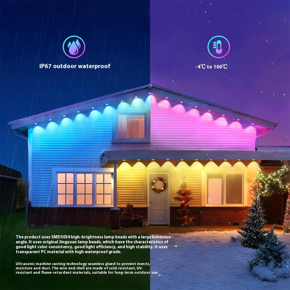 Permanent RGB Outdoor Eaves Lights | Year-Round Smart Home LED Lighting System | Commercial Grade, IP67 Waterproof | DIY All-Weather Christmas & Patio Decor