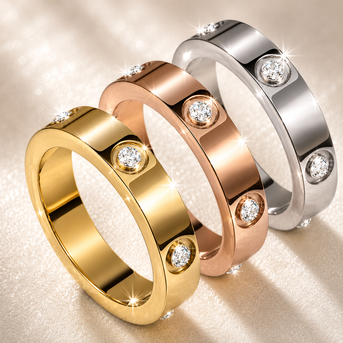 Diamond 316L Stainless Steel with Sparkle Zircon Accent