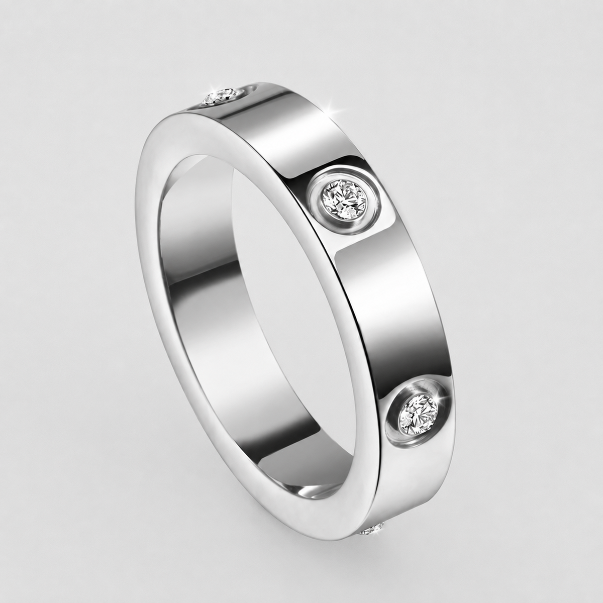 Diamond 316L Stainless Steel with Sparkle Zircon Accent