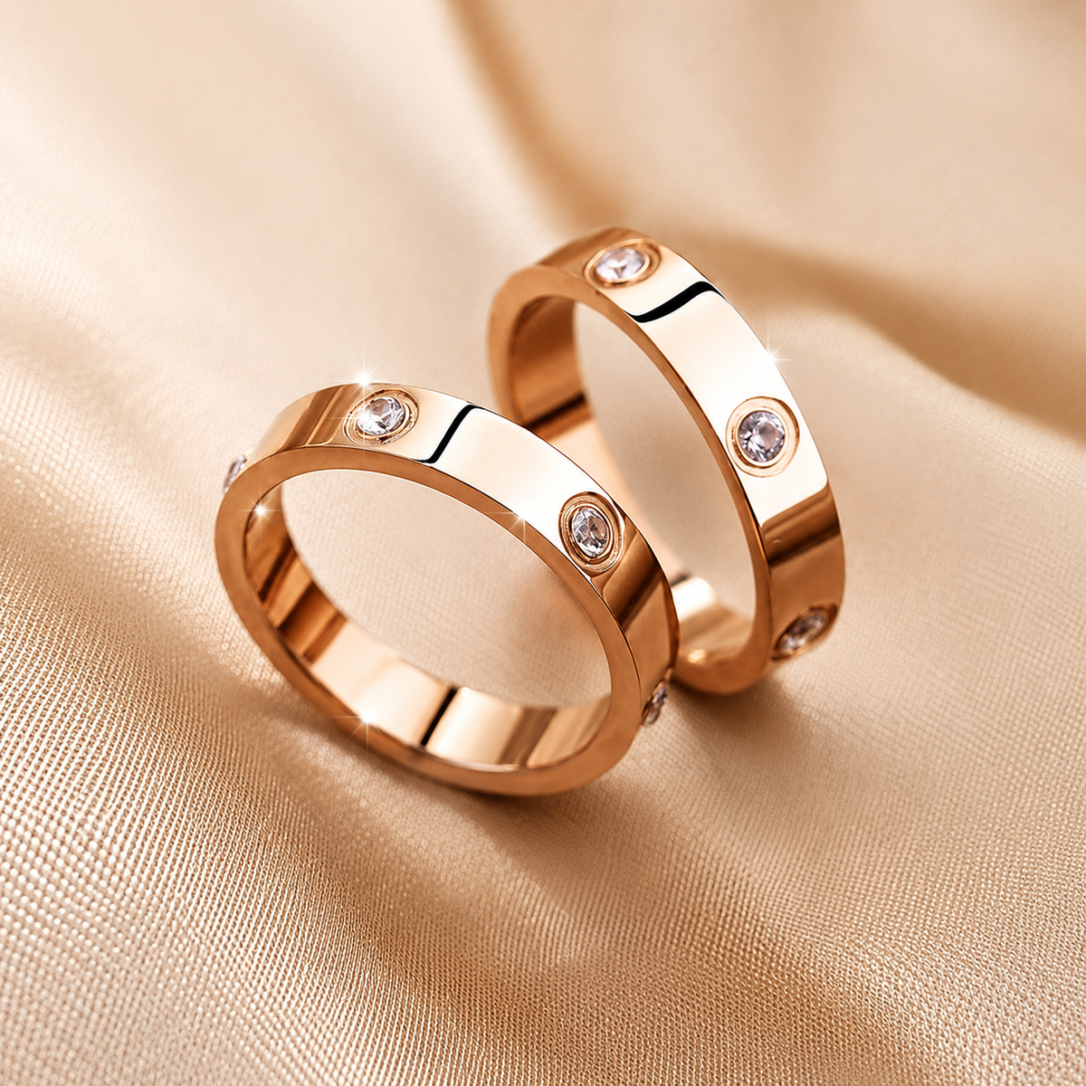 Diamond 316L Stainless Steel with Sparkle Zircon Accent