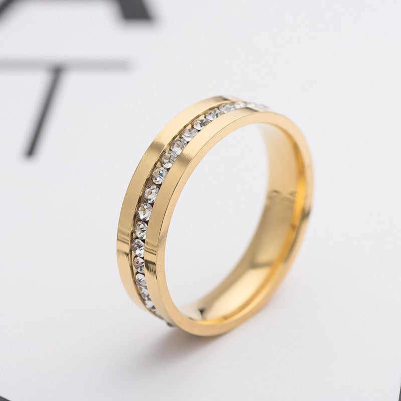Titanium Men's Eternity Wedding Band Ring with Cubic Zirconia