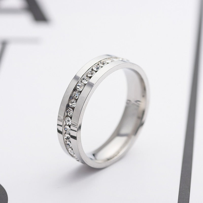 Titanium Men's Eternity Wedding Band Ring with Cubic Zirconia