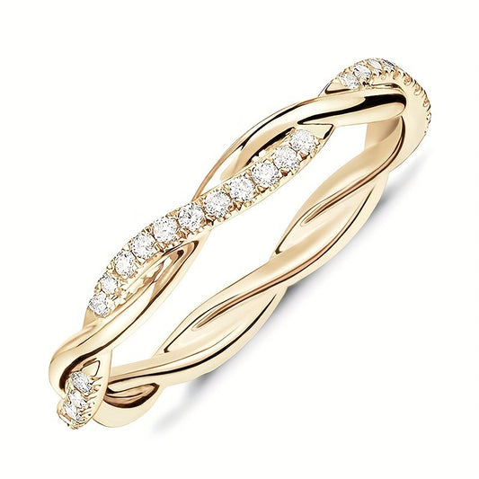 14K Gold Plated Cubic Zirconia Twisted Rope Eternity Band