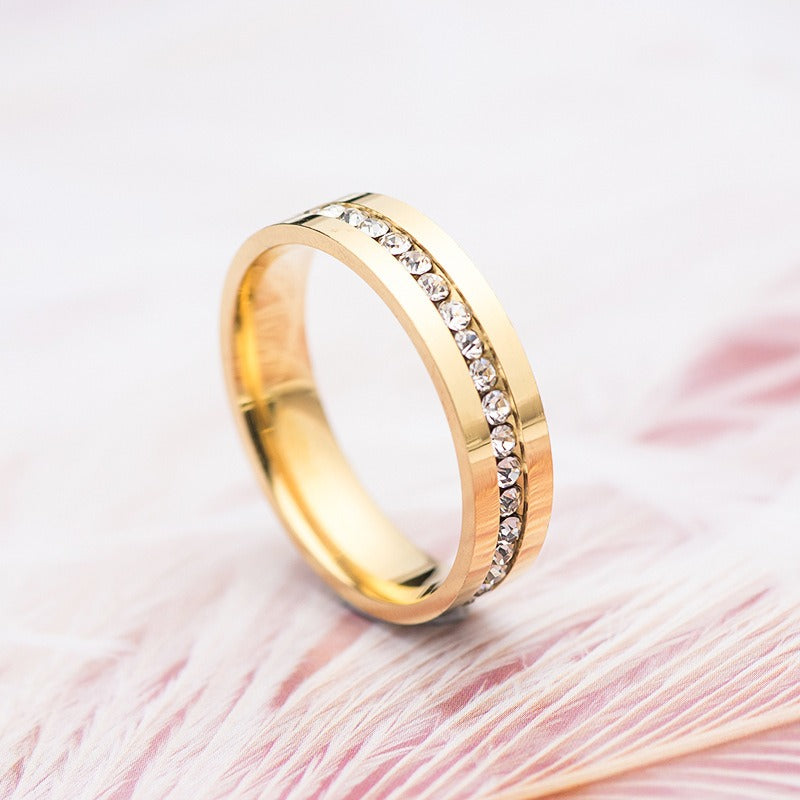 Titanium Men's Eternity Wedding Band Ring with Cubic Zirconia