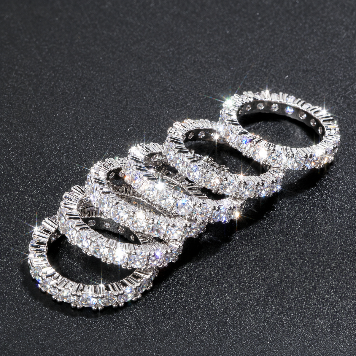 14K Gold Plated Eternity Ring — Square-Cut CZ Stackable Band