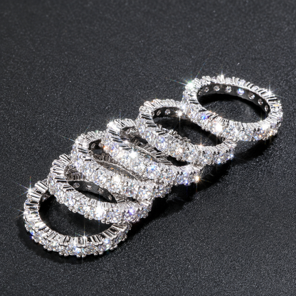14K Gold Plated Eternity Ring — Square-Cut CZ Stackable Band