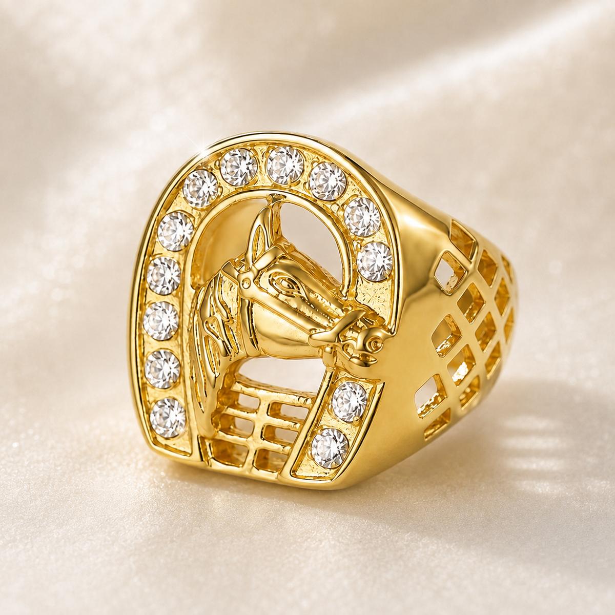 Men's Gold Plated Titanium Steel Horse Head Ring