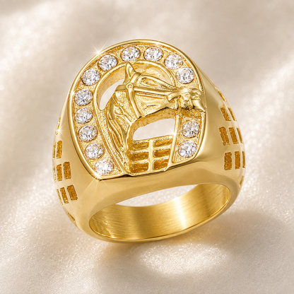 Men's Gold Plated Titanium Steel Horse Head Ring