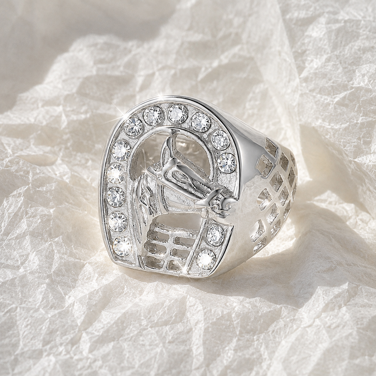 Men's Gold Plated Titanium Steel Horse Head Ring