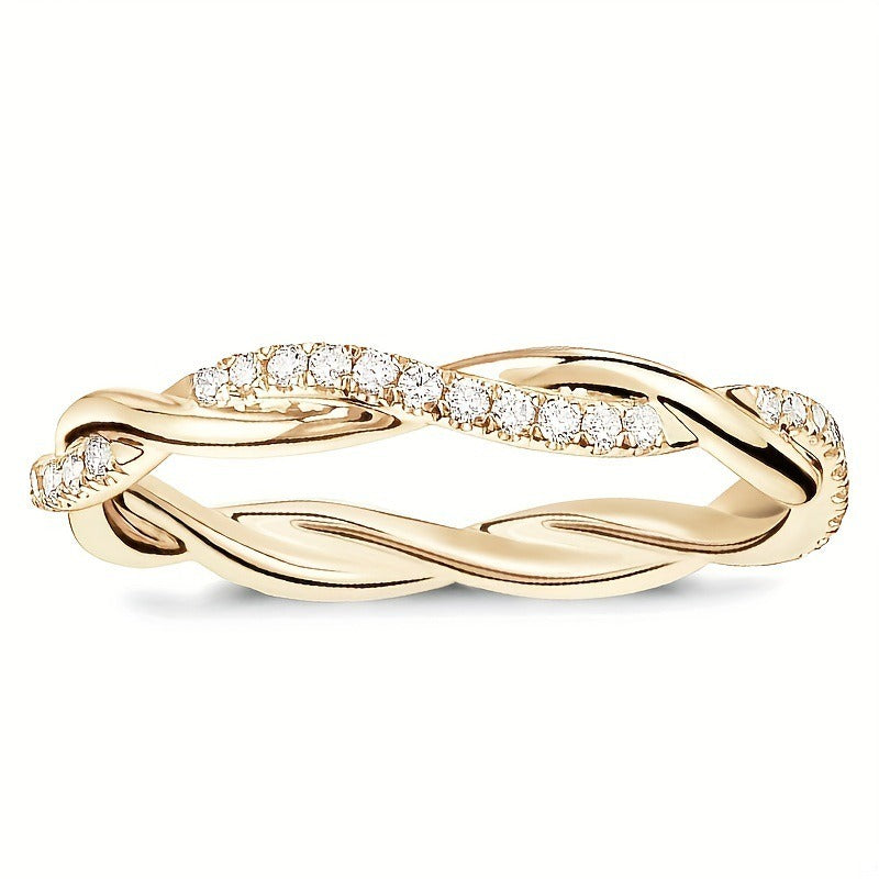 14K Gold Plated Cubic Zirconia Twisted Rope Eternity Band