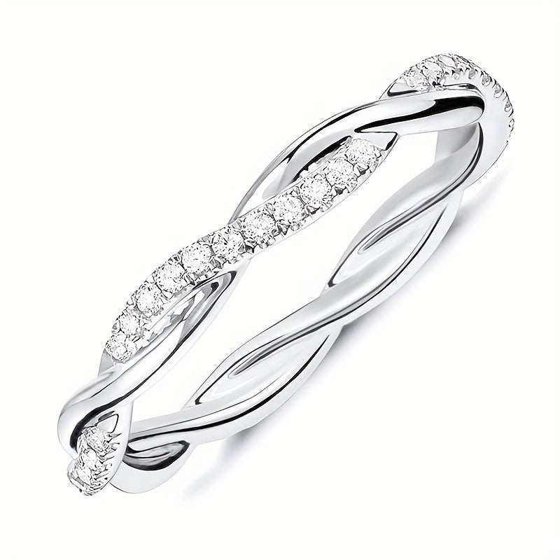 14K Gold Plated Cubic Zirconia Twisted Rope Eternity Band