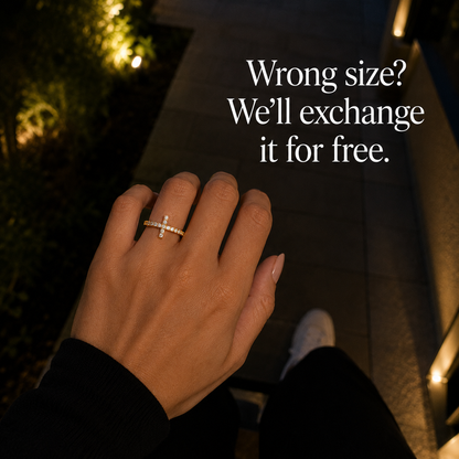 14K Gold Plated Cubic Zirconia Cross Ring for Women - Eternity Promise Ring for Her