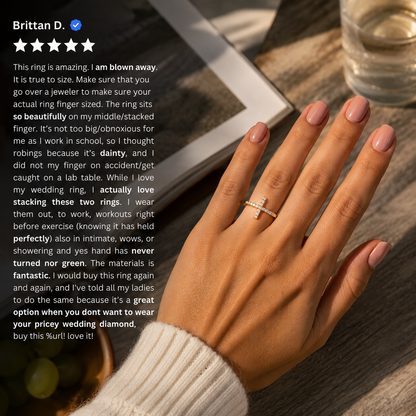 14K Gold Plated Cubic Zirconia Cross Ring for Women - Eternity Promise Ring for Her