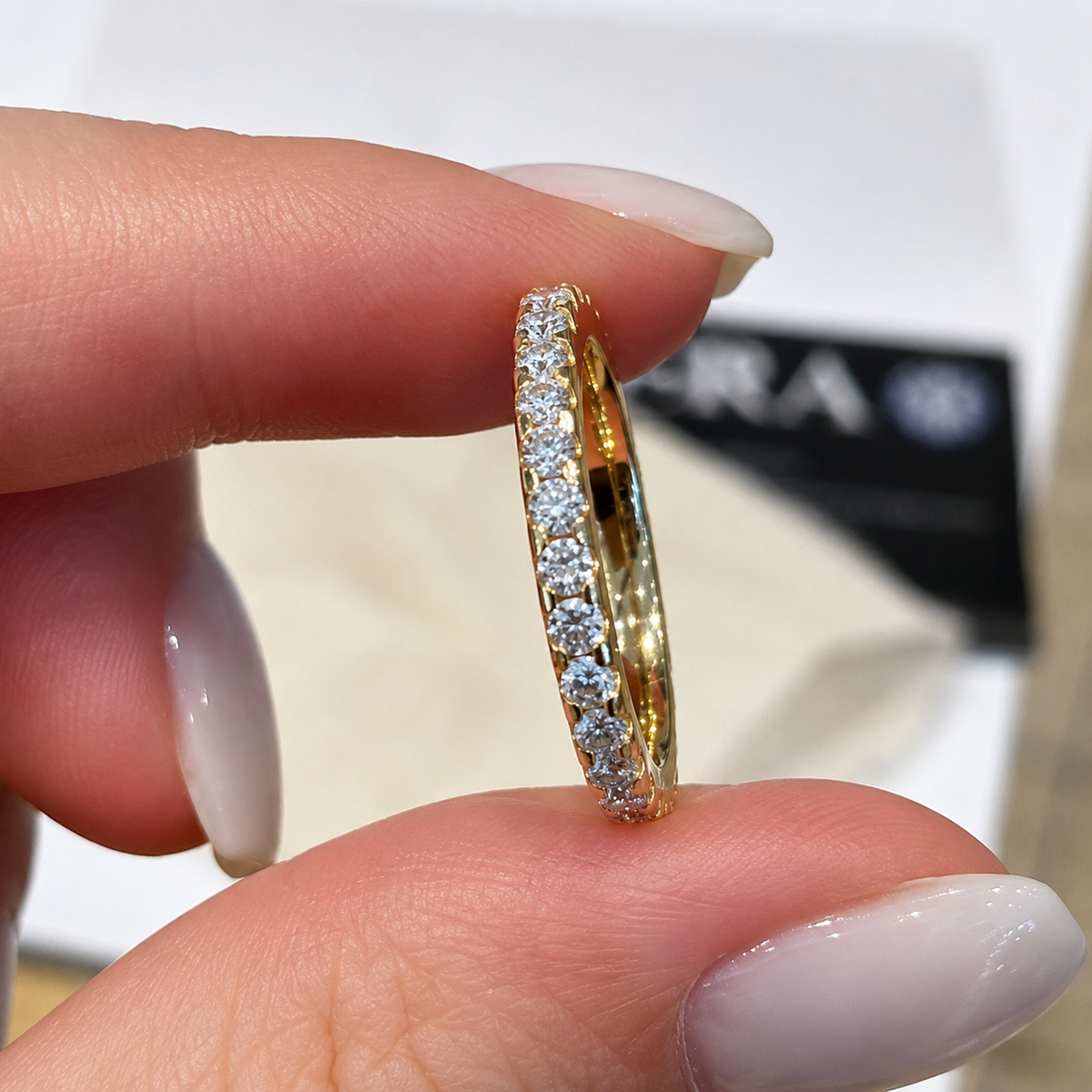 18K Gold Plated Stackable Eternity Ring VVS Synthetic Moissanite Ring