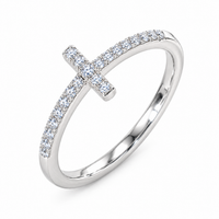 14K Gold Plated Cubic Zirconia Cross Ring for Women - Eternity Promise Ring for Her